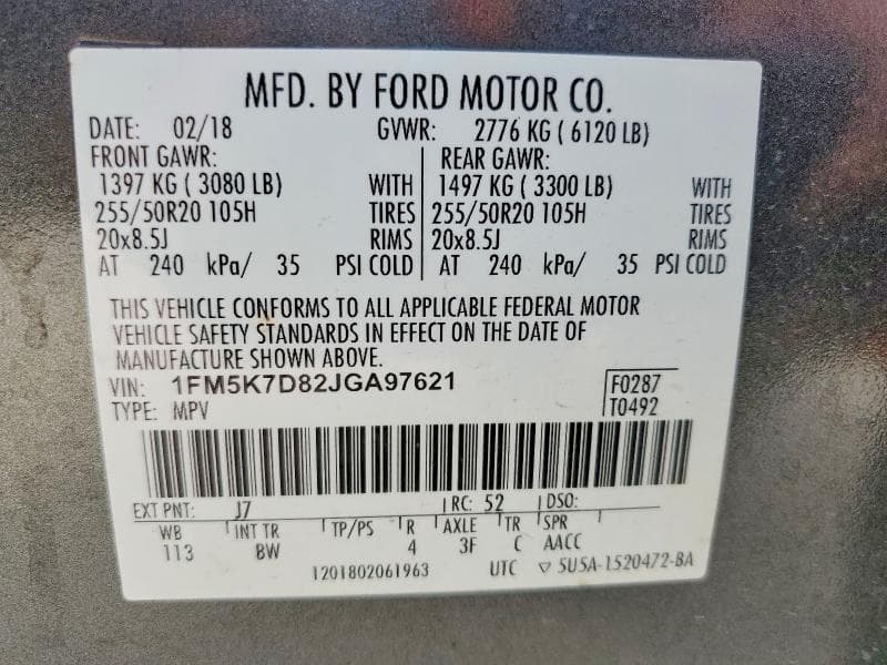 2018 FORD EXPLORER XLT 14