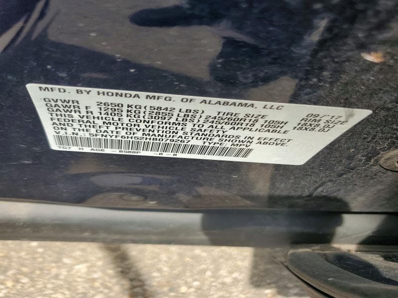 2017 HONDA PILOT EXL 13
