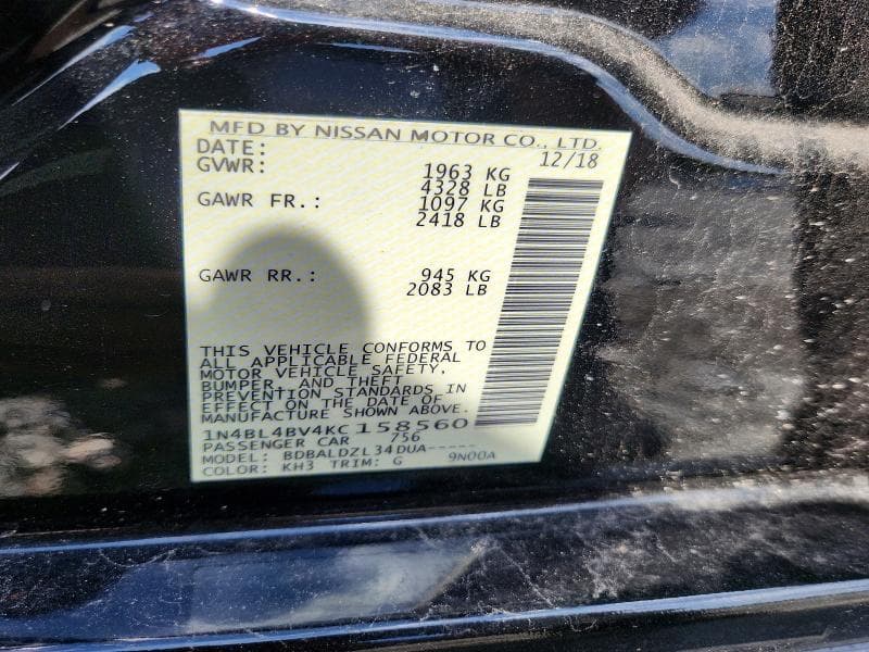 2019 NISSAN ALTIMA S 13