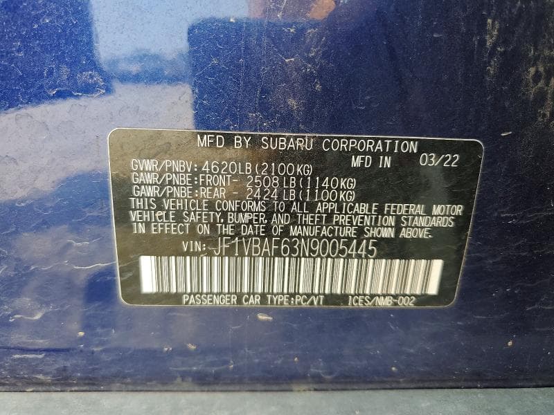 2022 SUBARU WRX PREMIUM 12