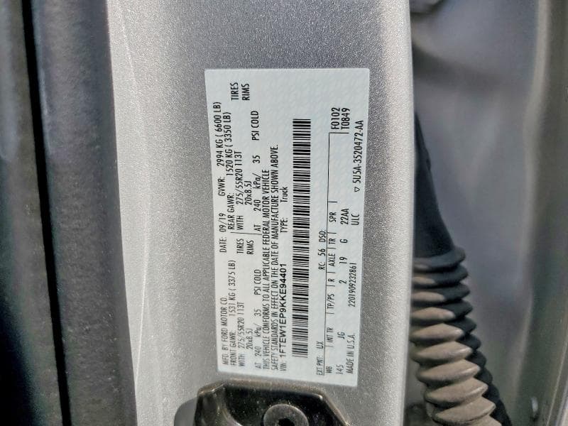 2019 FORD F150 SUPERCREW 12