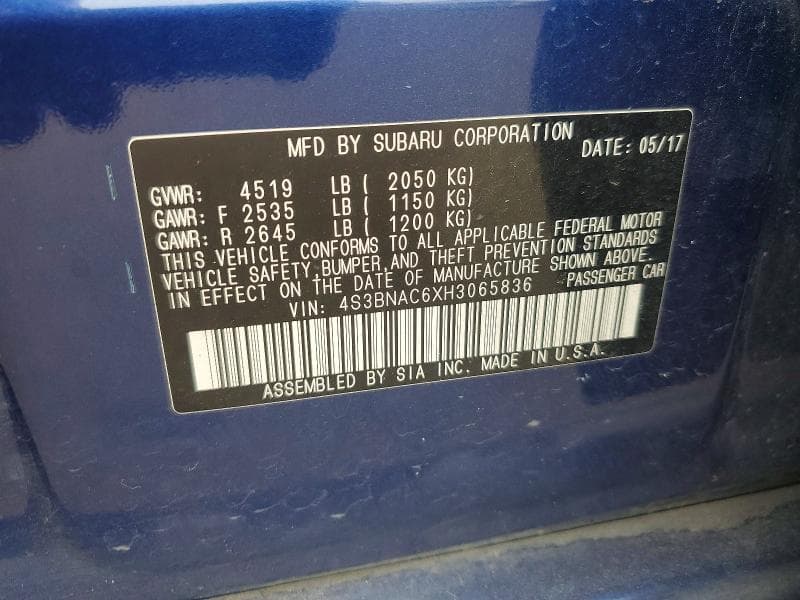2017 SUBARU LEGACY 2.5I PREMIUM 12