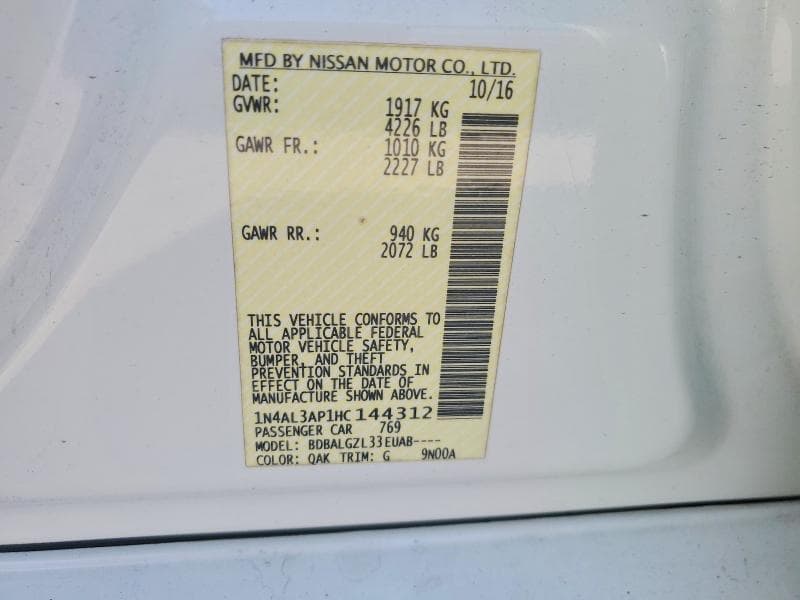 2017 NISSAN ALTIMA 2.5 S 12