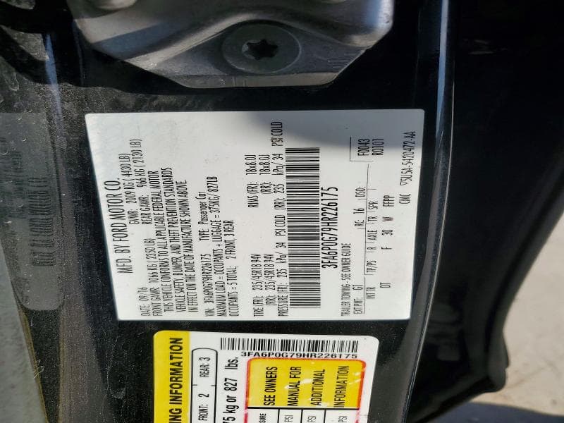 2017 FORD FUSION S 12
