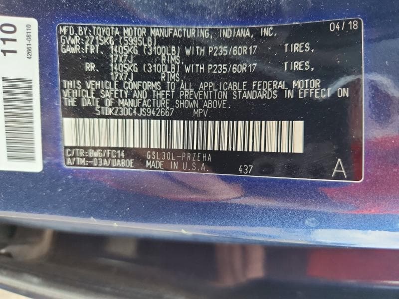 2018 TOYOTA SIENNA LE 13