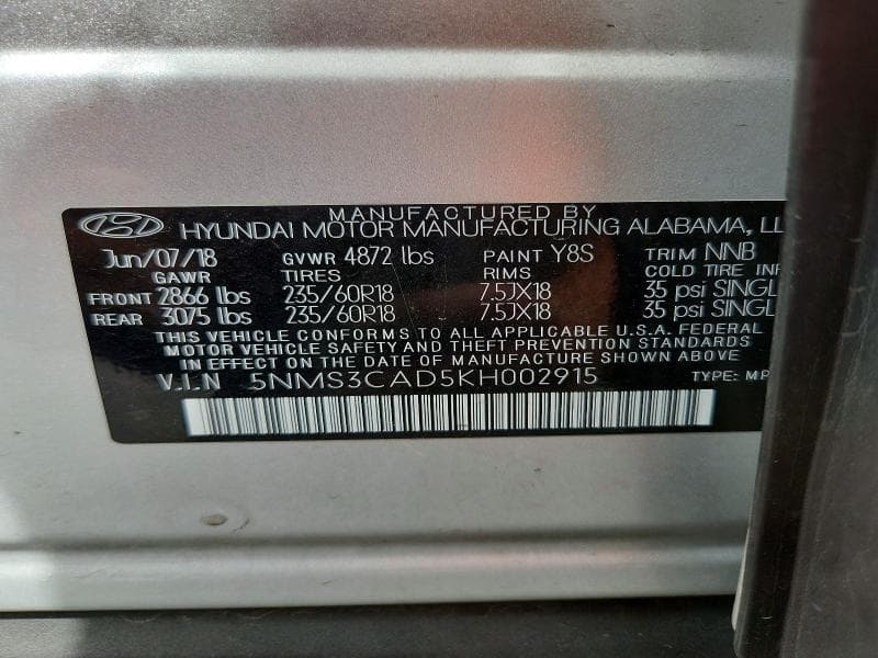 2019 HYUNDAI SANTA FE 13