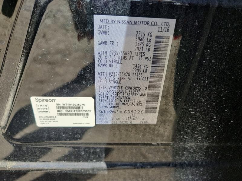 2017 NISSAN PATHFINDER PLATINUM 14