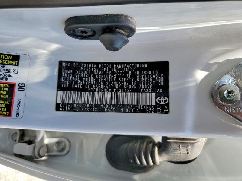 2017 TOYOTA COROLLA LE 13