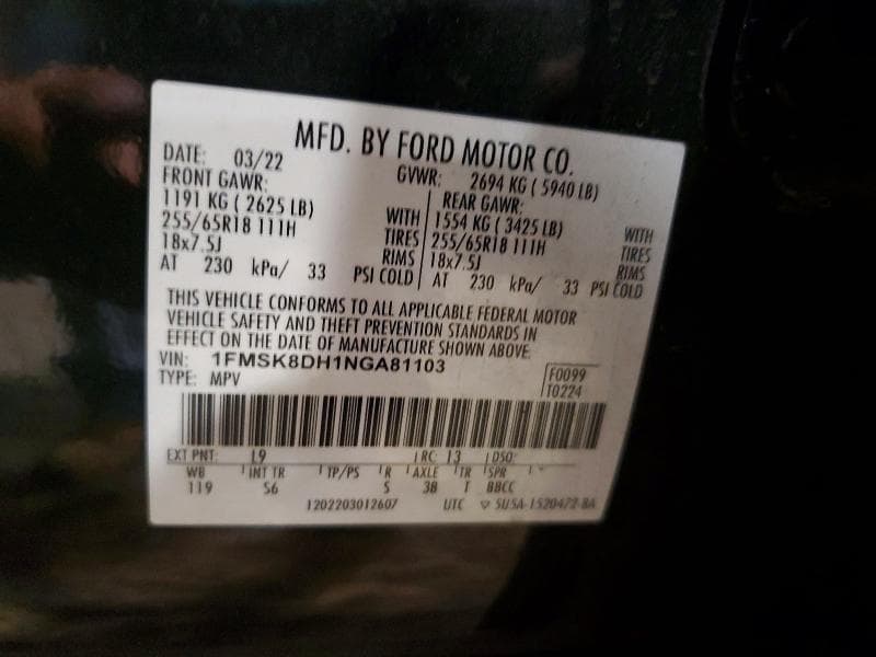 2022 FORD EXPLORER XLT 14