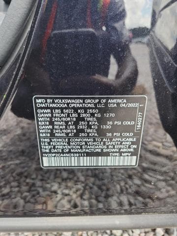 2022 VOLKSWAGEN ATLAS SE 13