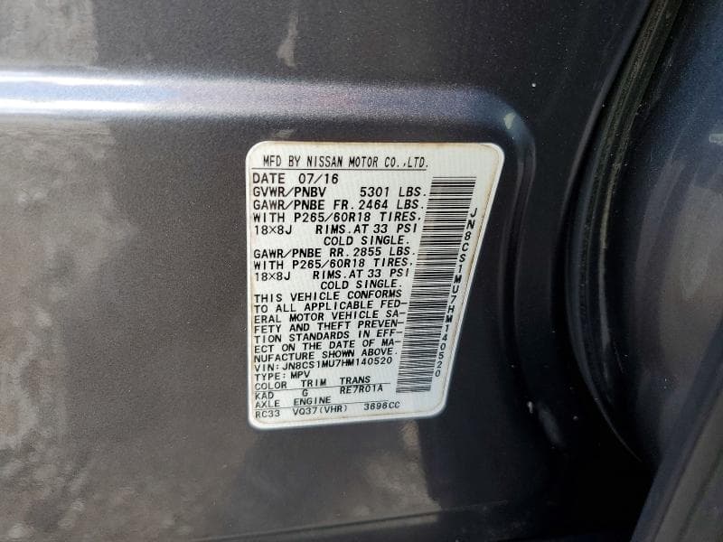 2017 INFINITI QX70 BASE 13