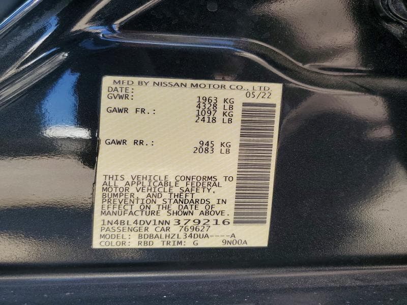 2022 NISSAN ALTIMA SV SV 13