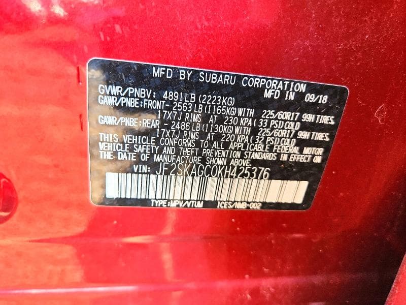 2019 SUBARU FORESTER PREMIUM 13
