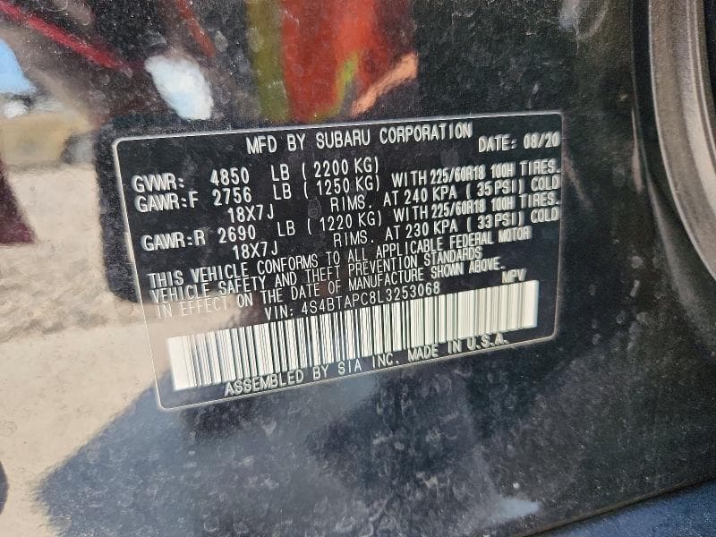 2020 SUBARU OUTBACK TOURING 14