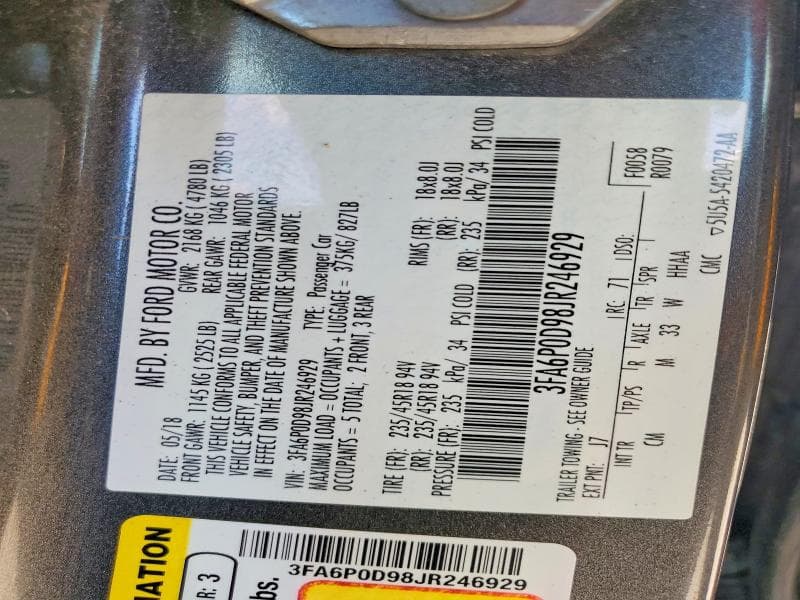 2018 FORD FUSION TITANIUM/PLATINUM 12