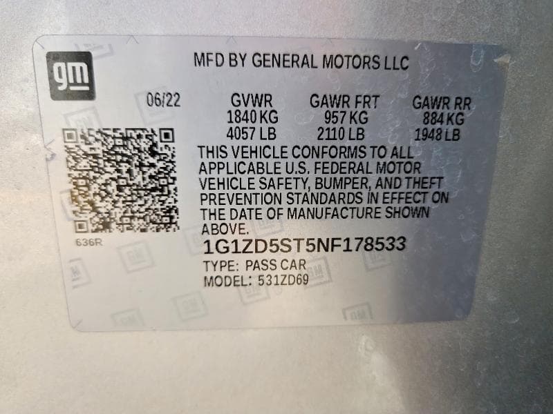 2022 CHEVROLET MALIBU LT 12