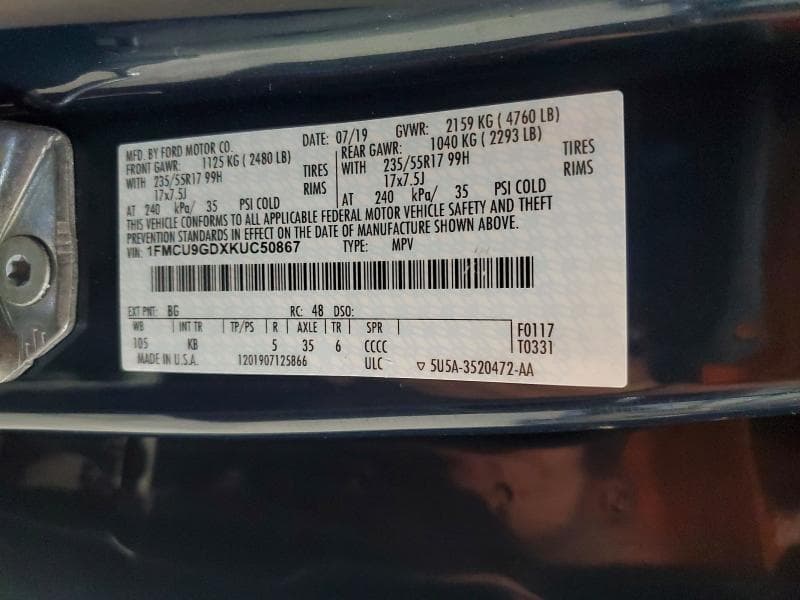 2019 FORD ESCAPE SE 12