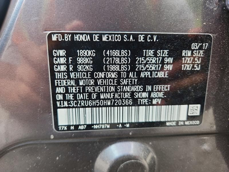 2017 HONDA HR-V EX 12
