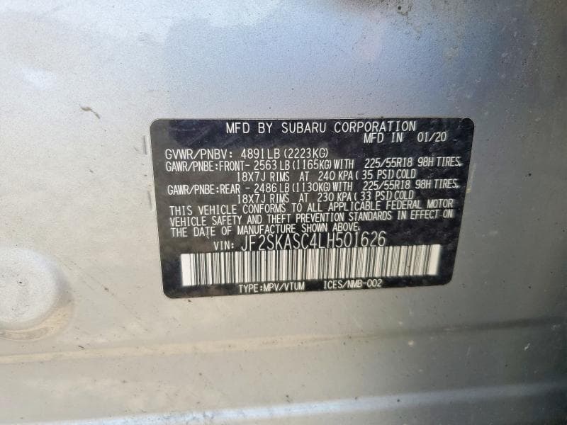 2020 SUBARU FORESTER LIMITED 12