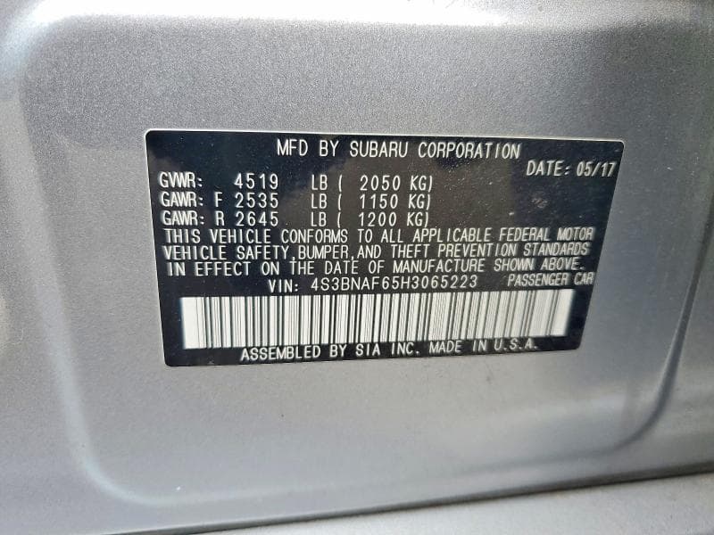 2017 SUBARU LEGACY 2.5I PREMIUM 13