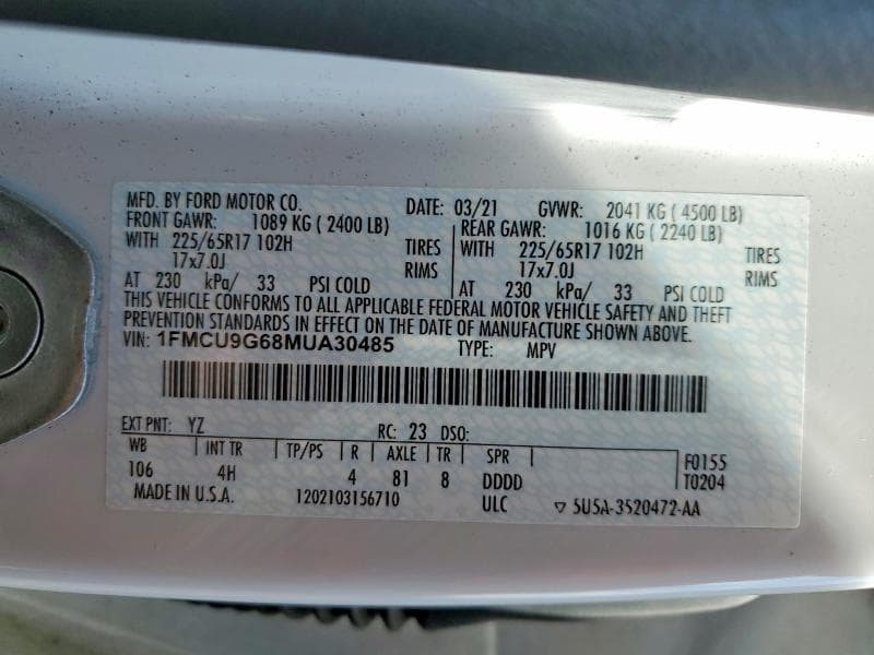 2021 FORD ESCAPE SE 14
