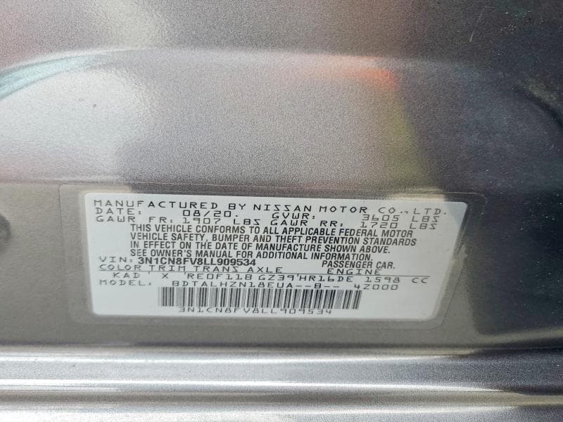 2020 NISSAN VERSA SR 12