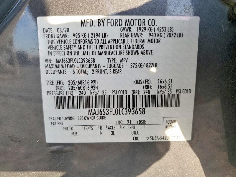 2020 FORD ECOSPORT S 12