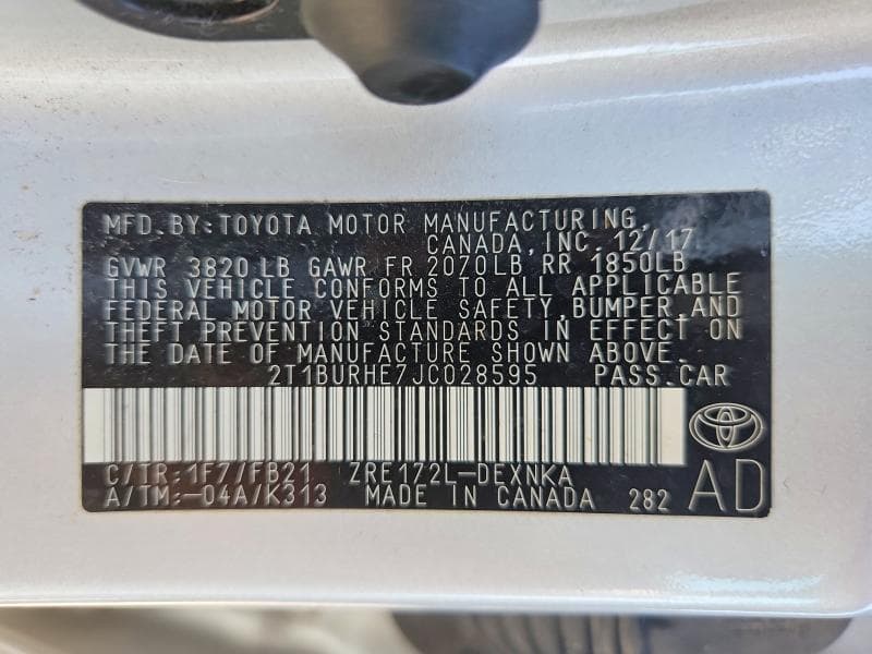 2018 TOYOTA COROLLA LE 13