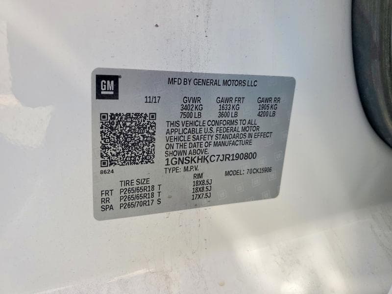 2018 CHEVROLET SUBURBAN K1500 LT 13