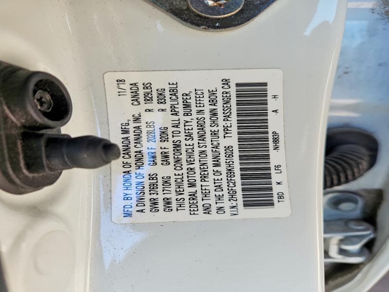 2019 HONDA CIVIC LX 12