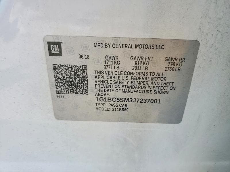2018 CHEVROLET CRUZE LS 12
