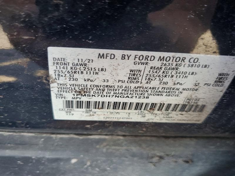 2022 FORD EXPLORER XLT 12