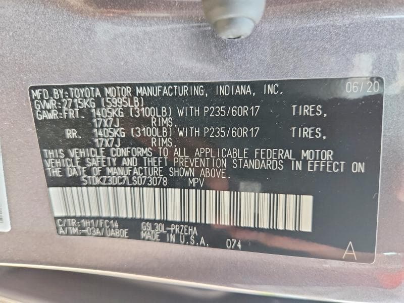 2020 TOYOTA SIENNA LE 13