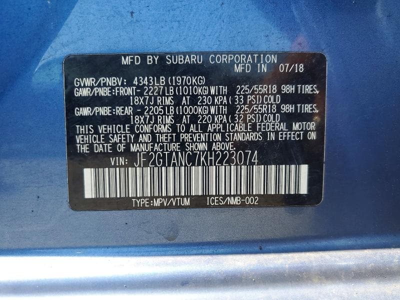 2019 SUBARU CROSSTREK LIMITED 12