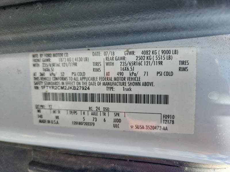 2018 FORD TRANSIT T-250 13