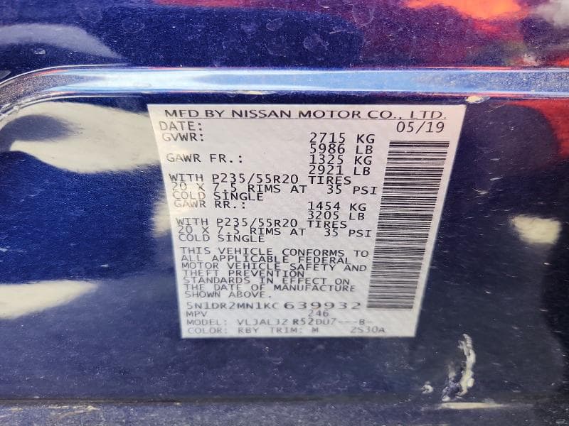 2019 NISSAN PATHFINDER S 13