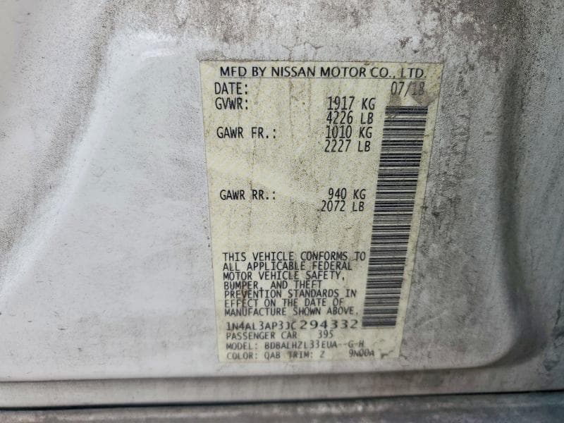 2018 NISSAN ALTIMA 2.5 SR 12