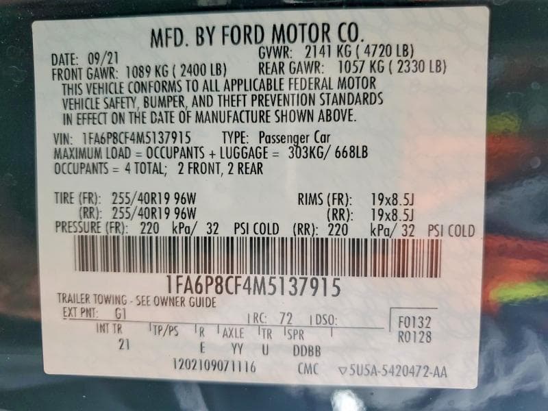 2021 FORD MUSTANG GT 13