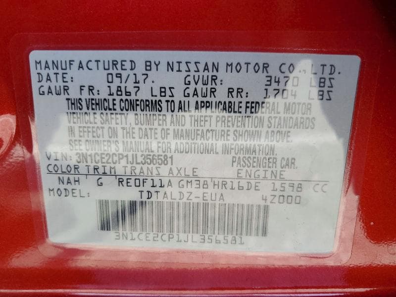 2018 NISSAN VERSA NOTE SV 12