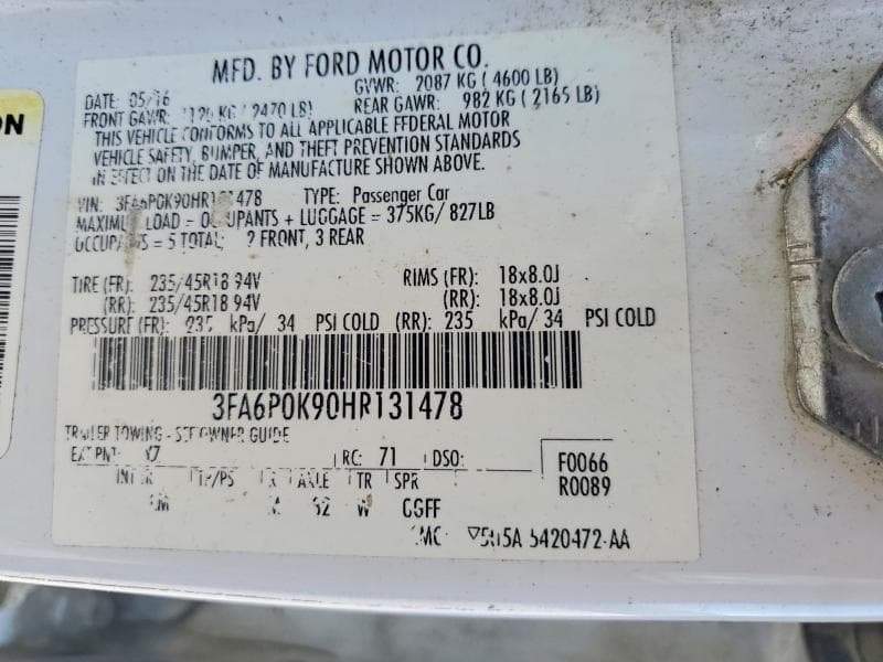 2017 FORD FUSION TITANIUM 12