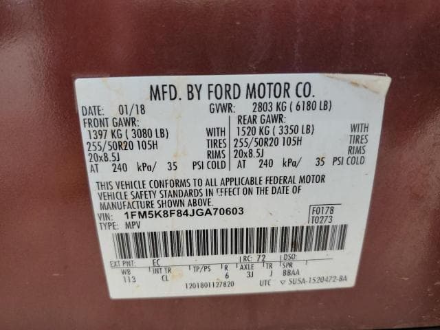 2018 FORD EXPLORER LIMITED 13