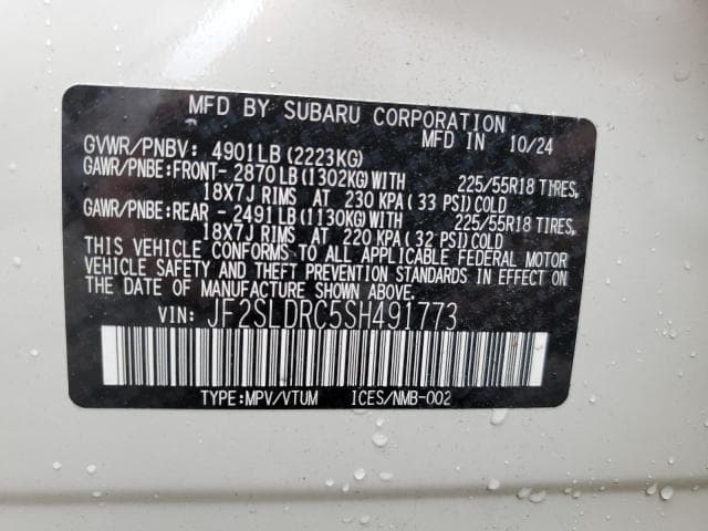 2025 SUBARU FORESTER LIMITED 12