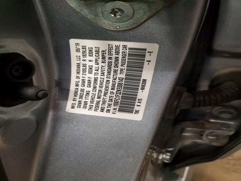 2019 HONDA CIVIC EX 12