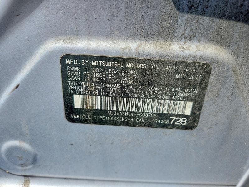 2017 MITSUBISHI MIRAGE ES 12