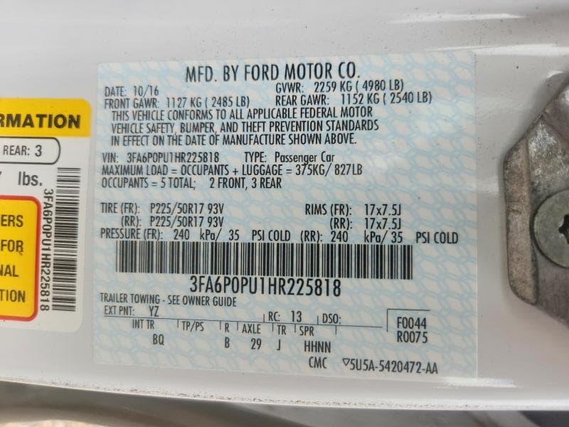 2017 FORD FUSION SE PHEV 13