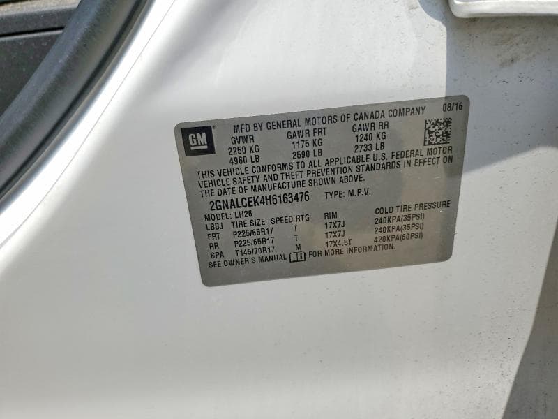 2017 CHEVROLET EQUINOX LT 14