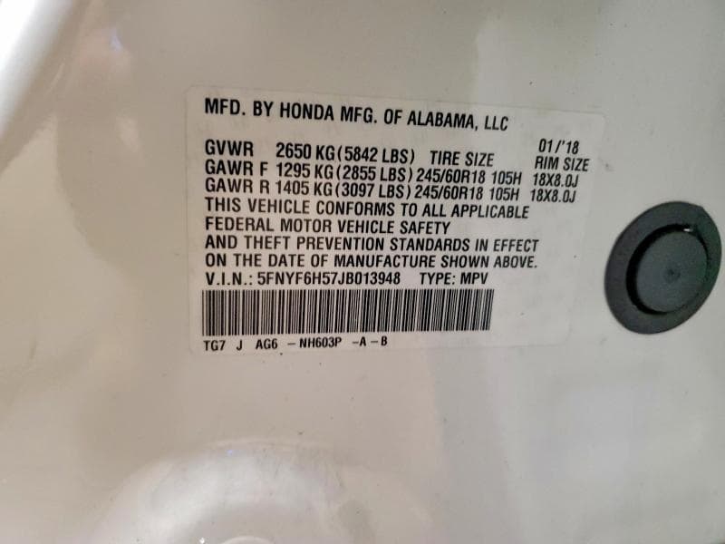 2018 HONDA PILOT EXL 14