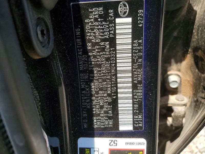 2021 TOYOTA CAMRY SE 12