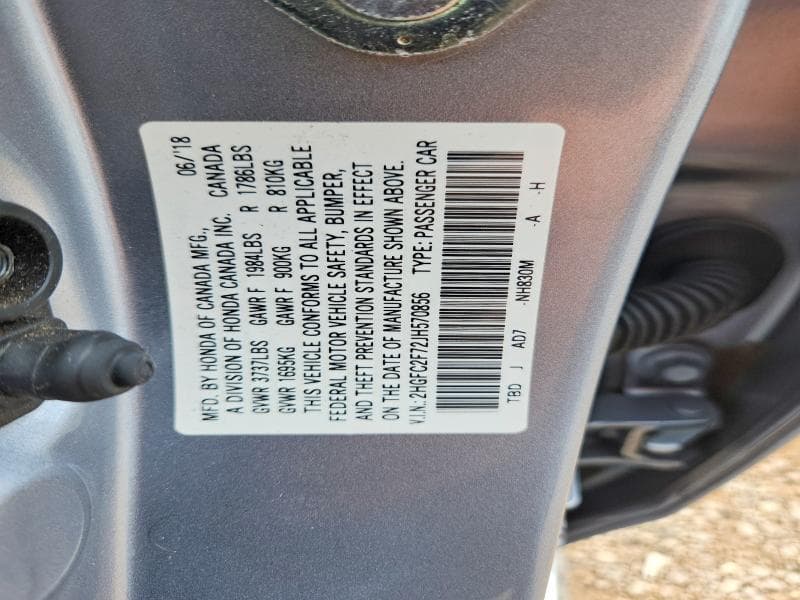 2018 HONDA CIVIC EX 12