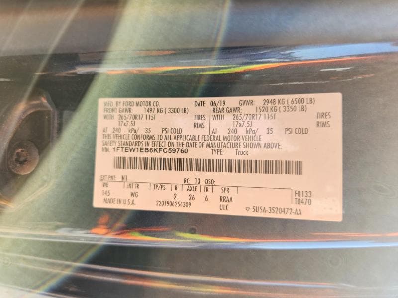 2019 FORD F150 SUPERCREW 12